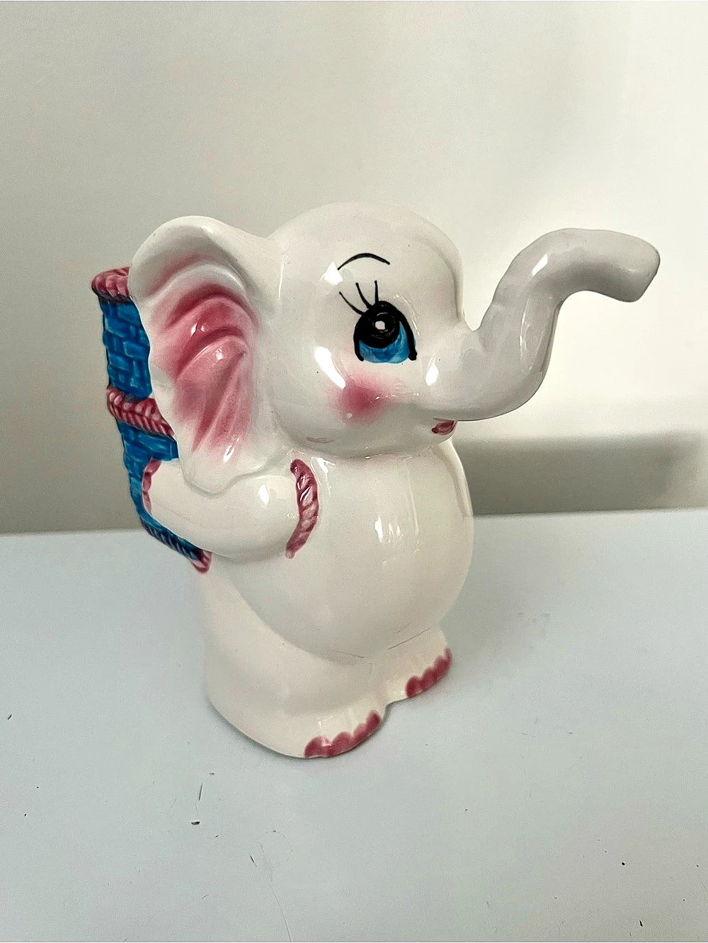 Elephant Bank Ceramic Basket Decor